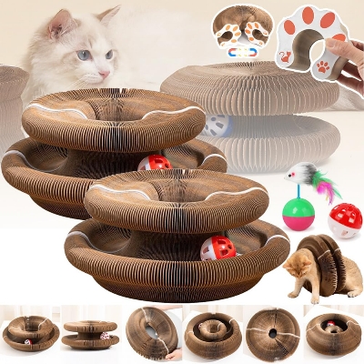 Picture of Cat Toys for Indoor Cats, Magic Cat Scratching Pads with a Cat Toy Bell Ball, Cat Scratching Board, Foldable Convenient Cat Scratcher
