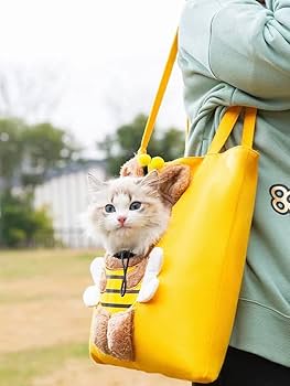 Picture of Outgoing Travel Pet Carriers Cute Bee Design Portable Breathable Carrier Bags Tote Bag Pets Handbag For Cats Dogs