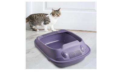 Picture of Sturdy Kitten Toilet High Sided Easily Clean Kitty Litter Pan S Violet China