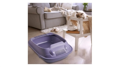Picture of Sturdy Kitten Toilet High Sided Easily Clean Kitty Litter Pan S Violet China