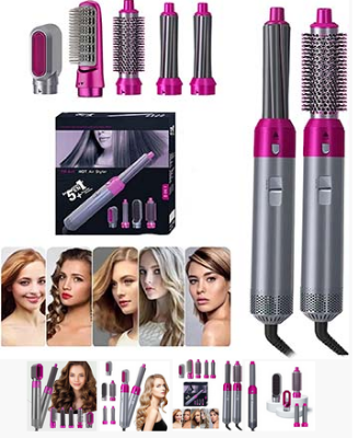Picture of Hair Dryer, 5 in 1 Brush Styler Professional Electric Hot Air Brush Styling Tool Barber Household Hair Curler For Dyson Airwrap