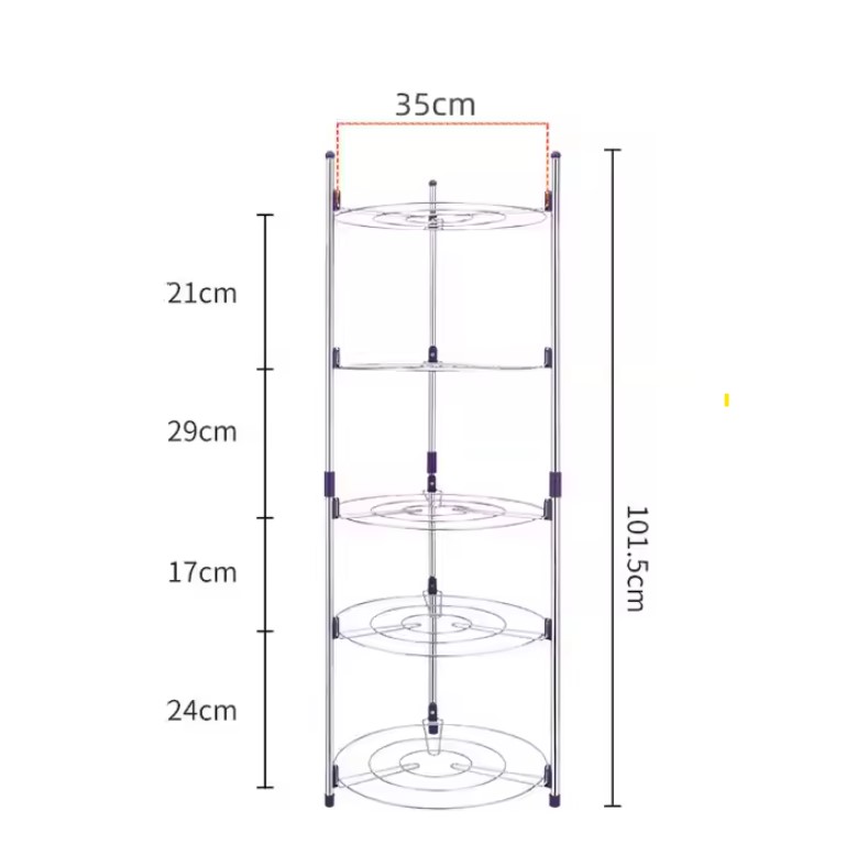 Picture of Kitchen Rack Stainless Steel 5 Layer Rack Adjustable Super Pot Stand Organizer