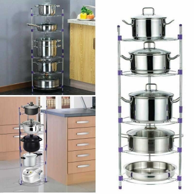 Picture of Kitchen Rack Stainless Steel 5 Layer Rack Adjustable Super Pot Stand Organizer