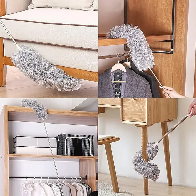 Picture of Flexible Duster for Fan Cleaning Mop with Long Rod | Fan Cleaner Brush with Long Rod | Spider Web Cleaner Stick | Fan Cleaning Brush | Fan Duster Dusting Brush for Home Cleaning | Extendable Duster