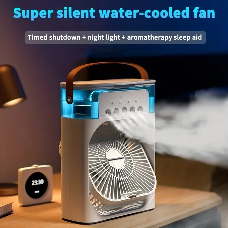 Picture of Air Cooler Fan 3 In 1 Portable Mini Air Conditioner 10w LED Light Portable Air Humidifier Adjustment Fan