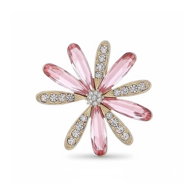 Picture of Flower Brooch for Women Crystal Rhinestone lightweight Brooch Hijab safety pin for girls and women