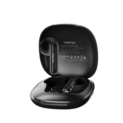 Picture of Tranyoo T‑M25 TWS Bluetooth Earbuds | Bluetooth 5.3 | 25 mAh Pods & 250 mAh Case | Smart Touch Control | Hi‑Fi Bass | Low‑Latency Earphones