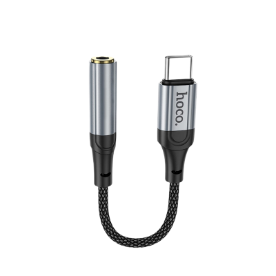 Picture of HOCO | LS36 “Fresh” Type-C to 3.5mm Audio Converter | USB-C to 3.5mm DAC Adapter | Mic & Wire Control | Metal + Nylon Braid, 12cm | For USB-C Phones, Tablets & Laptops