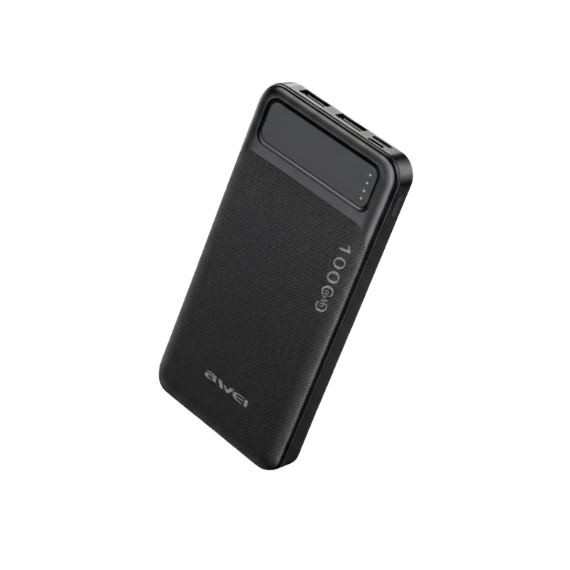 Picture of AWEI | P5K 10000mAh Power Bank | Dual USB 5V/2.1A (10.5W) Output | Dual Input Type-C & Micro 5V/2.1A | Li-Polymer | Slim & Lightweight Portable Charger | For Android & iPhone.
