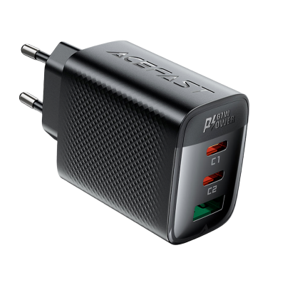Picture of ACEFAST | A108 | 67W GaN Fast Wall Charger | 2×USB-C (PD/PPS up to 67W) + USB-A 22.5W | 45W+20W / 45W+18W Split | 100–240V EU Plug | Multi-Protocol PD3.0/QC4+ | Fast Charger for Android, iPhone 15 & iPad