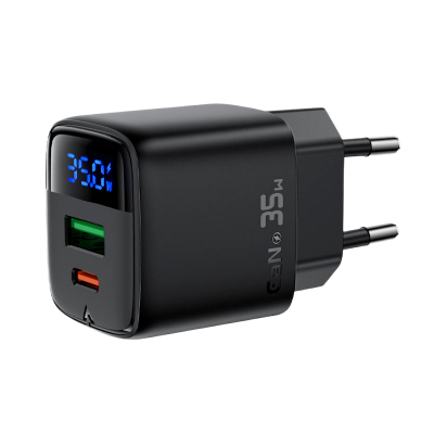Picture of ACEFAST | A116 | 35W GaN USB-C Wall Charger | Dual-Port: USB-C PD/PPS 35W + USB-A 20W | LED Wattage Display | 100–240V EU Plug | Multi-Protocol PD3.0/QC4+ | Compact Fast Charger for Android, iPhone 15 & iPad