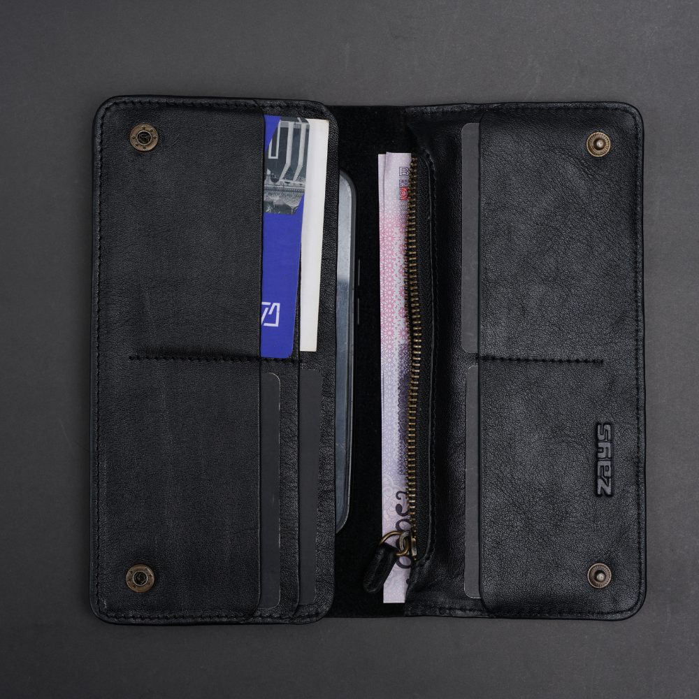 Picture of Zays Premium Genuine Leather Long Wallet for Men & Women | Elegant Design, Spacious Card & Mobile Slots | Durable Full-Grain Leather Chocolate