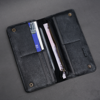 Picture of Zays Premium Genuine Leather Long Wallet for Men & Women | Elegant Design, Spacious Card & Mobile Slots | Durable Full-Grain Leather Chocolate