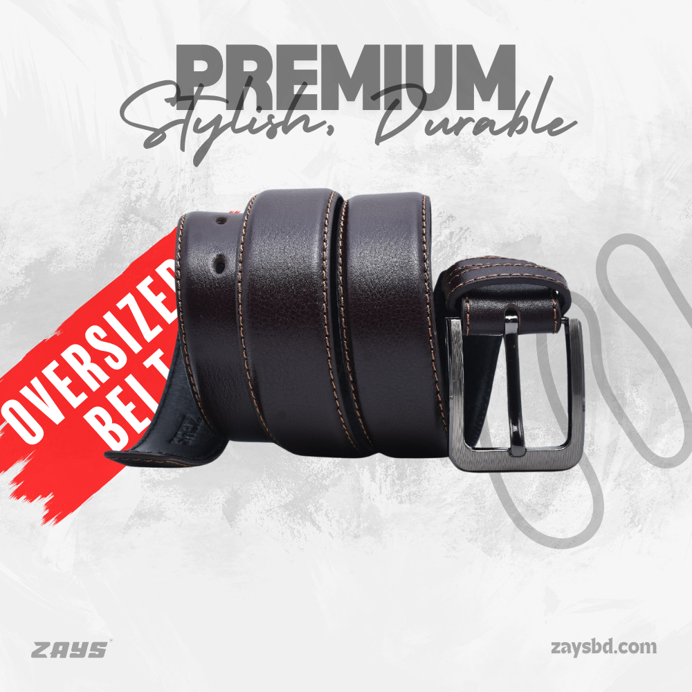 Picture of Zays Oversized Genuine Leather Belt for Men | Handcrafted 100% Full-Grain Leather | Durable & Adjustable Plus Size Belt (50"-70") | Classic Metal Buckle | Stylish Leather Belt for Jeans, Formal & Casual Wear | Perfect for Larger Waist Sizes 40" and Above