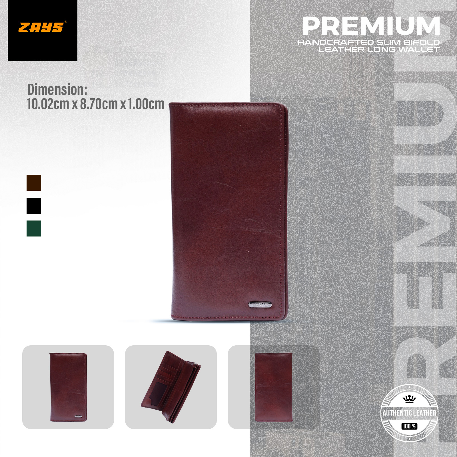 Picture of Zays Handcrafted Premium Eco-Friendly Leather Long Wallet for Mobile & Many things – Slim, Durable & Stylish Wallet for Unisex – Top-Grain Leather, Compact & Lightweight (Chocolate)