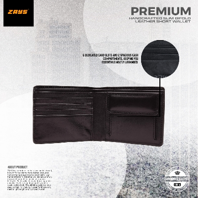 Picture of Zays Handcrafted Premium Eco-Friendly Oil Pull Up Leather Bifold Short Wallet – Slim, Durable & Stylish Wallet for Unisex – Top-Grain Leather, Compact & Lightweight (Brown)