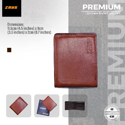 Picture of Zays Handcrafted Premium Eco-Friendly Oil Pull Up Leather Bifold Short Wallet – Slim, Durable & Stylish Wallet for Unisex – Top-Grain Leather, Compact & Lightweight (Brown)