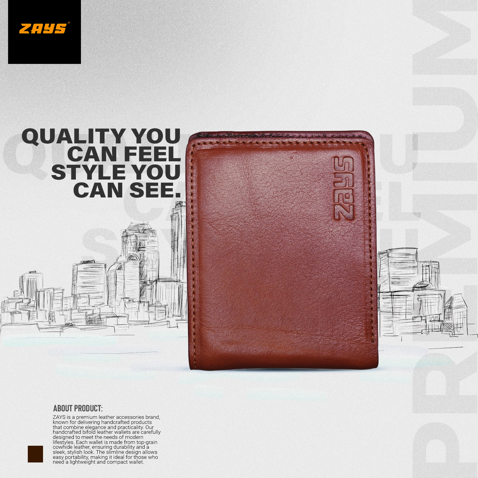 Picture of Zays Handcrafted Premium Eco-Friendly Oil Pull Up Leather Bifold Short Wallet – Slim, Durable & Stylish Wallet for Unisex – Top-Grain Leather, Compact & Lightweight (Brown)