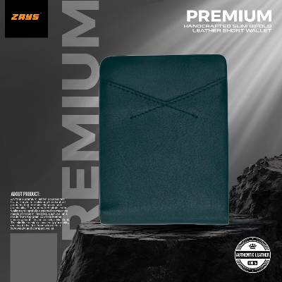 Picture of Zays Handcrafted Premium Eco-Friendly Leather Bifold Wallet – Slim, Durable & Stylish Short Wallet for Unisex – Top-Grain Leather, Compact & Lightweight (Deep green)