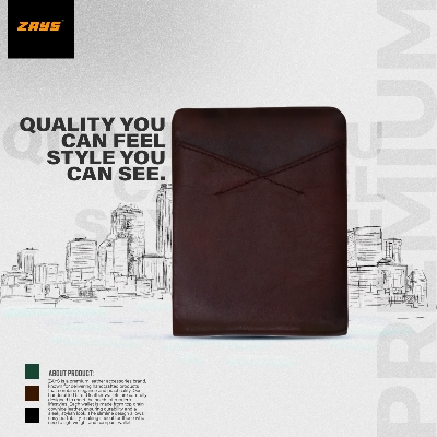 Picture of Zays Handcrafted Premium Eco-Friendly Leather Bifold Wallet – Slim, Durable & Stylish Short Wallet for Unisex – Top-Grain Leather, Compact & Lightweight (Chocolate)