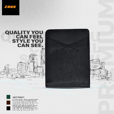 Picture of Zays Handcrafted Premium Eco-Friendly Leather Bifold Wallet – Slim, Durable & Stylish Short Wallet for Unisex – Top-Grain Leather, Compact & Lightweight (Black)