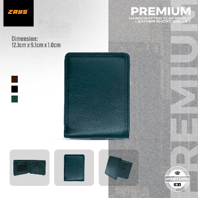 Picture of Zays Handcrafted Premium Eco-Friendly Leather Bifold Wallet – Slim, Durable & Stylish Short Wallet for Unisex – Top-Grain Leather, Compact & Lightweight (Deep green)