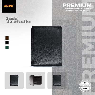 Picture of Zays Handcrafted Premium Eco-Friendly Leather Bifold Wallet – Slim, Durable & Stylish Short Wallet for Unisex – Top-Grain Leather, Compact & Lightweight (Black)