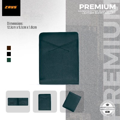 Picture of Zays Premium Handcrafted Slim Bifold Leather Short Wallet for Men & Women - Personalized Top-Grain Leather Wallet - Compact, Durable & Stylish