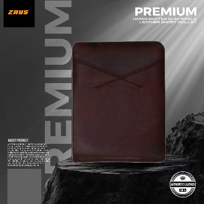 Picture of Zays Premium Handcrafted Slim Bifold Leather Short Wallet for Men & Women - Personalized Top-Grain Leather Wallet - Compact, Durable & Stylish (Chocolate)