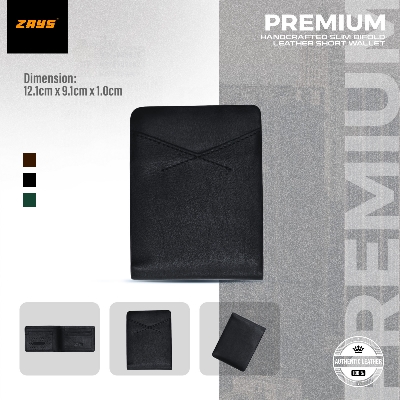 Picture of Zays Premium Handcrafted Slim Bifold Leather Short Wallet for Men & Women - Personalized Top-Grain Leather Wallet - Compact, Durable & Stylish (Black)