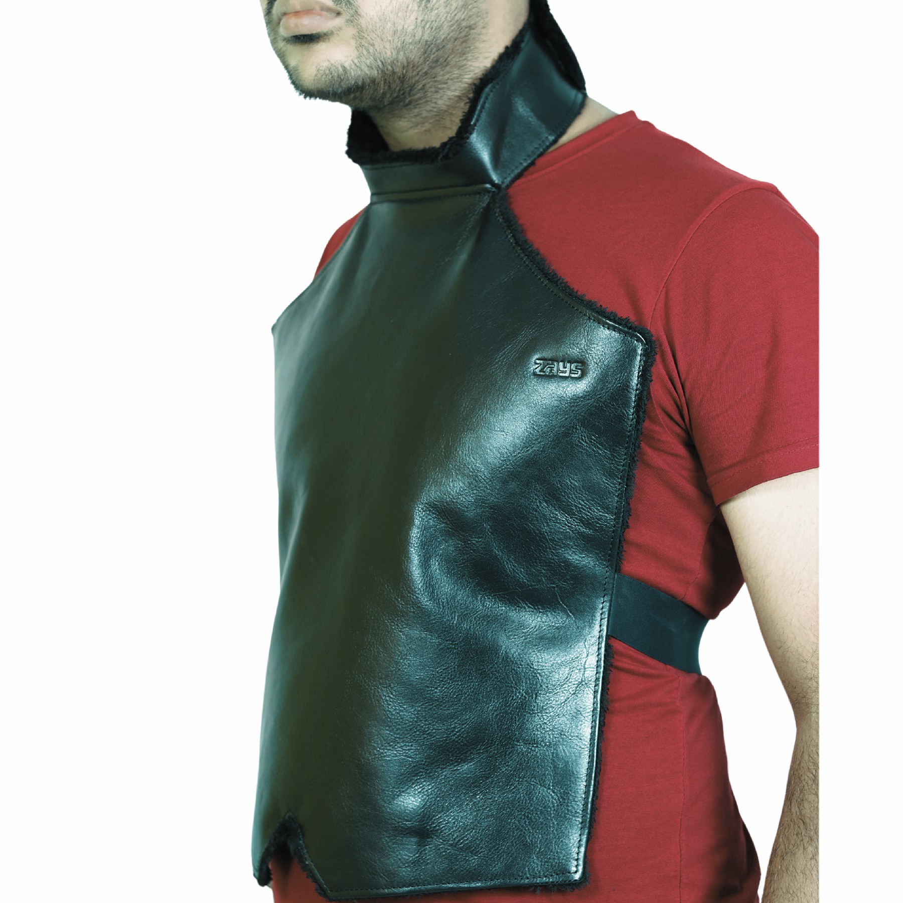 Picture of Zays Premium Full Grain Leather Chest Guard for Biker | Winter Protection | Durable & Stylish Black Motorcycle Gear - ZCG101