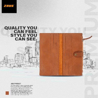 Picture of Zays Premium Leather Wallet for Men & Women – Full Grain Oil Pull Up Leather, 12 Card Slots, YKK Zipper, Stylish & Durable Wallet for Everyday Use