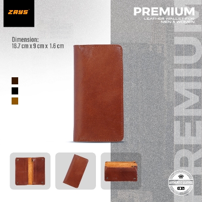 Picture of Zays Premium Genuine Leather Long Wallet for Men & Women | Elegant Design, Spacious Card & Mobile Slots | Durable Full-Grain Leather Accessory for Everyday & Travel (Brown)