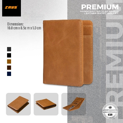 Picture of Zays Premium Handcrafted Slim Bifold Leather Short Wallet for Men & Women - Personalized Top-Grain Leather Wallet - Compact, Durable & Stylish (Brown)