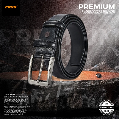 Picture of Zays Oversized Genuine Leather Belt for Men | Handcrafted 100% Full-Grain Leather | Durable & Adjustable Plus Size Belt (50"-70") | Classic Metal Buckle | Stylish Leather Belt for Jeans, Formal & Casual Wear | Perfect for Larger Waist Sizes 40" and Above