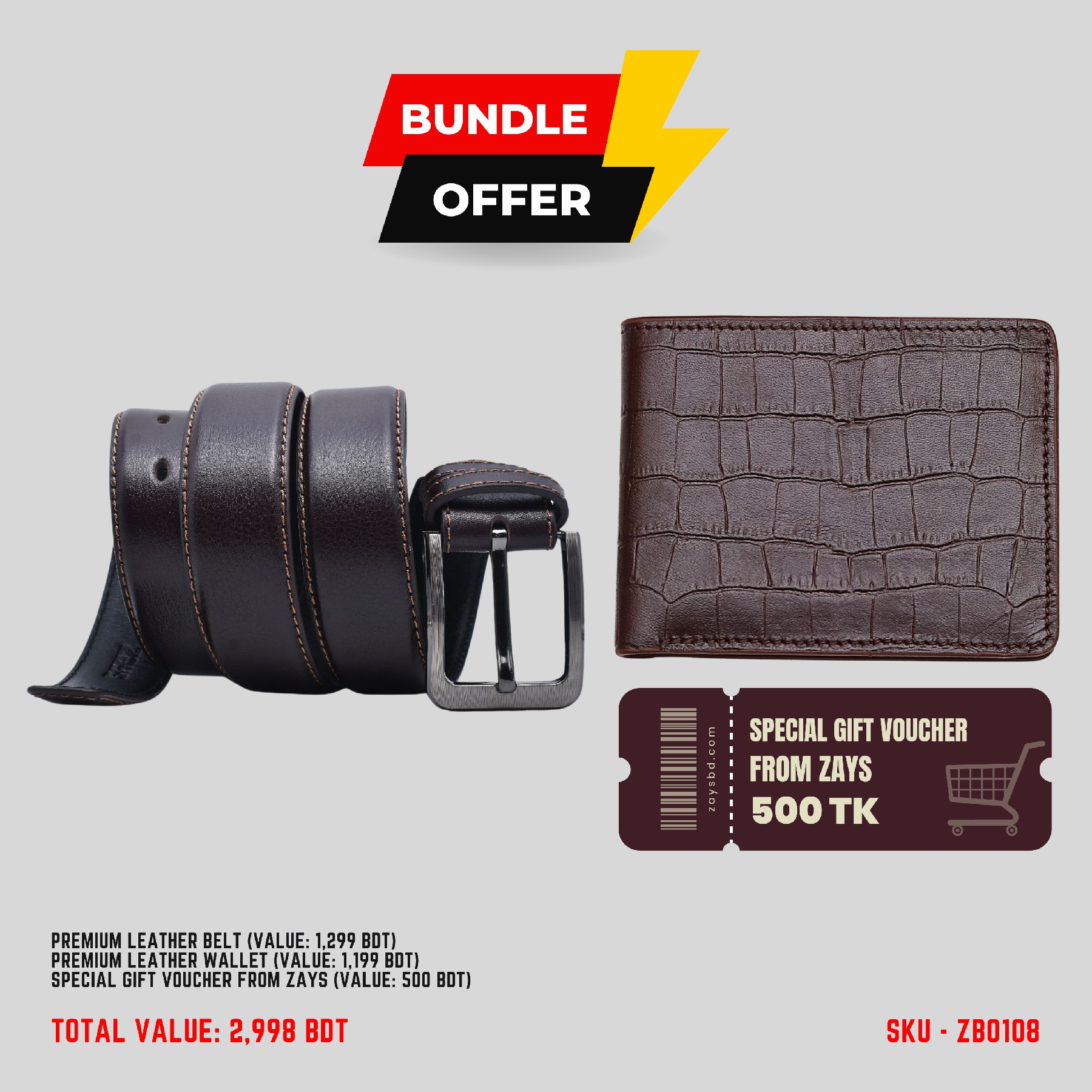 Picture of ZAYS Special Bundle: Premium Leather Belt, Wallet & Exclusive Gift Voucher | Limited Time Deal & Stock | Huge Savings on Quality Leather Accessories