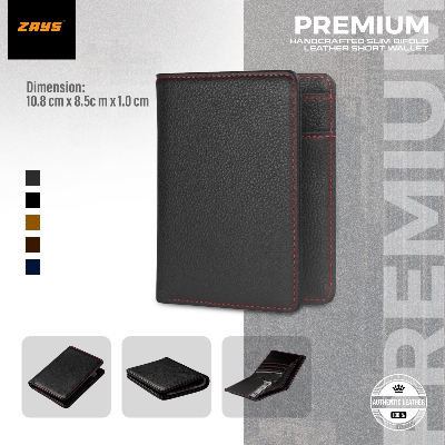 Picture of Zays Premium Handcrafted Slim Bifold Leather Short Wallet for Men & Women - Personalized Top-Grain Leather Wallet - Compact, Durable & Stylish