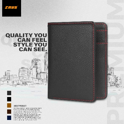 Picture of Zays Premium Handcrafted Slim Bifold Leather Short Wallet for Men & Women - Personalized Top-Grain Leather Wallet - Compact, Durable & Stylish