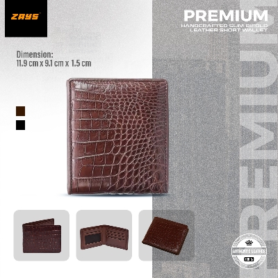 Picture of ZAYS Premium Handcrafted Crocodile Embossed Leather Bifold Wallet for Men And Women | Super Slim Durable Stylish Short Wallet | Best Quality in Bangladesh