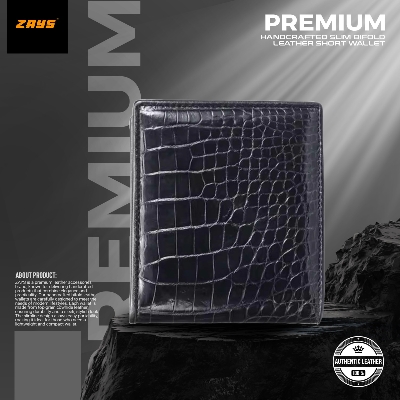 Picture of ZAYS Premium Handcrafted Crocodile Embossed Leather Bifold Wallet for Men And Women | Super Slim Durable Stylish Short Wallet | Best Quality in Bangladesh (Chocolate)