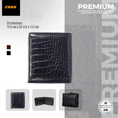 Picture of ZAYS Premium Handcrafted Crocodile Embossed Leather Bifold Wallet for Men And Women | Super Slim Durable Stylish Short Wallet | Best Quality in Bangladesh (Chocolate)