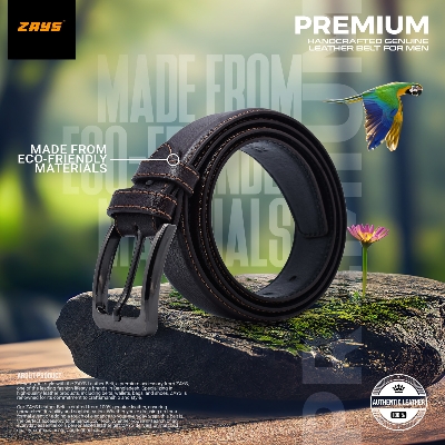 Picture of Zays Genuine Leather Belt for Men – Premium Full-Grain Cowhide, Handmade, Formal & Casual Use, Adjustable Fit, Exclusive Box Included, Stylish Black & Brown Belt for Office, Jeans, Eid, Wedding, Anniversary & Birthday Gift