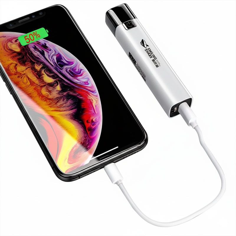 Picture of USB Rechargeable Flashlight With Power Bank - Rechargeable Torch, LED Flashlight, LED Torch light, smiling shark