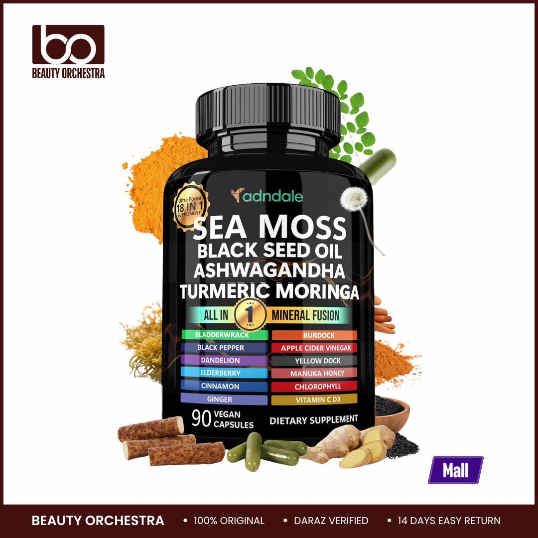 Picture of Adndale Sea Moss Black Seed Oil Ashwagandha Turmeric Moringa 90 capsules