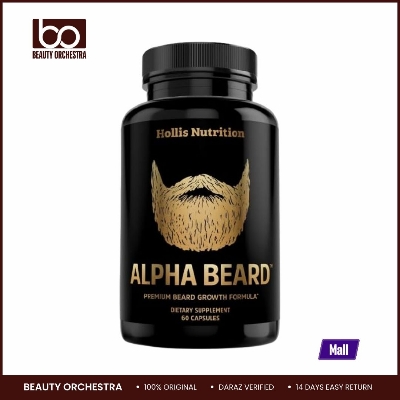 Picture of ALPHA BEARD Growth Vitamins | Hollis Nutrition Beard and Hair Growth Supplement for Men | Grow Stronger, Thicker, Healthier Facial Hair - 60 Capsules