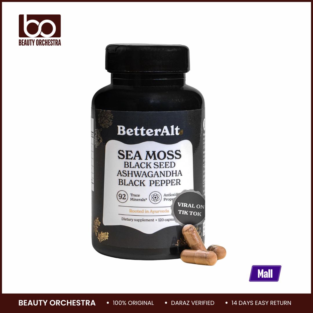 Picture of BetterAlt Seamoss Capsules- Irish Sea Moss with Black Seed Oil Ashwagandha & Black Pepper - 60 Servings, 120 Capsule