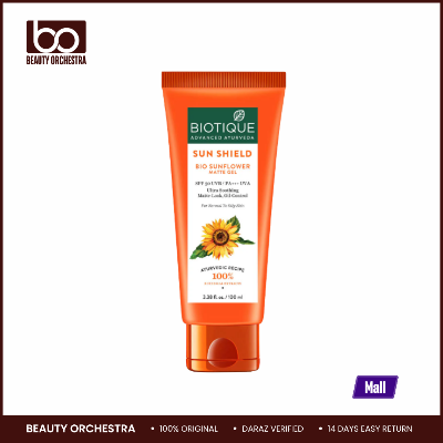 Picture of Biotique advanced ayurveda Sun shield bio sunflower matte gel spf 50 uvb - 100 ml