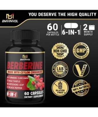 Picture of BMVINVOL Berberine with Ceylon Cinnamon - 60 Capsules
