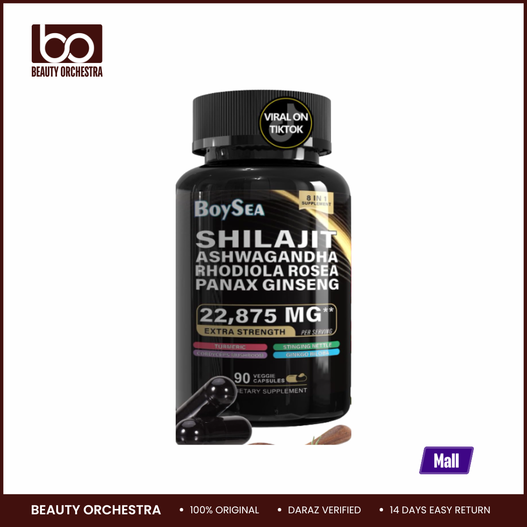 Picture of Boysea Shilajit Ashwagandha Rhodiola Rosea panax ginseng 22,875 mg 90 capsules