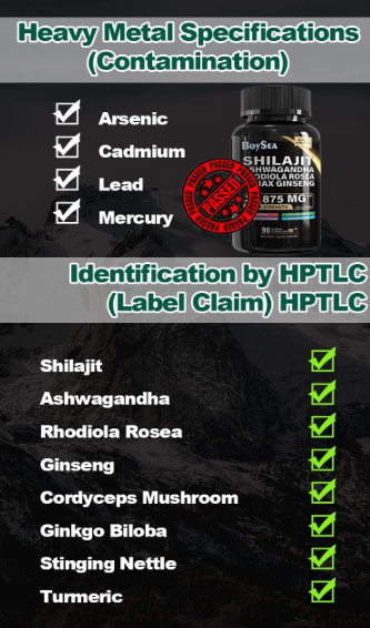 Picture of Boysea Shilajit Ashwagandha Rhodiola Rosea panax ginseng 22,875 mg 90 capsules